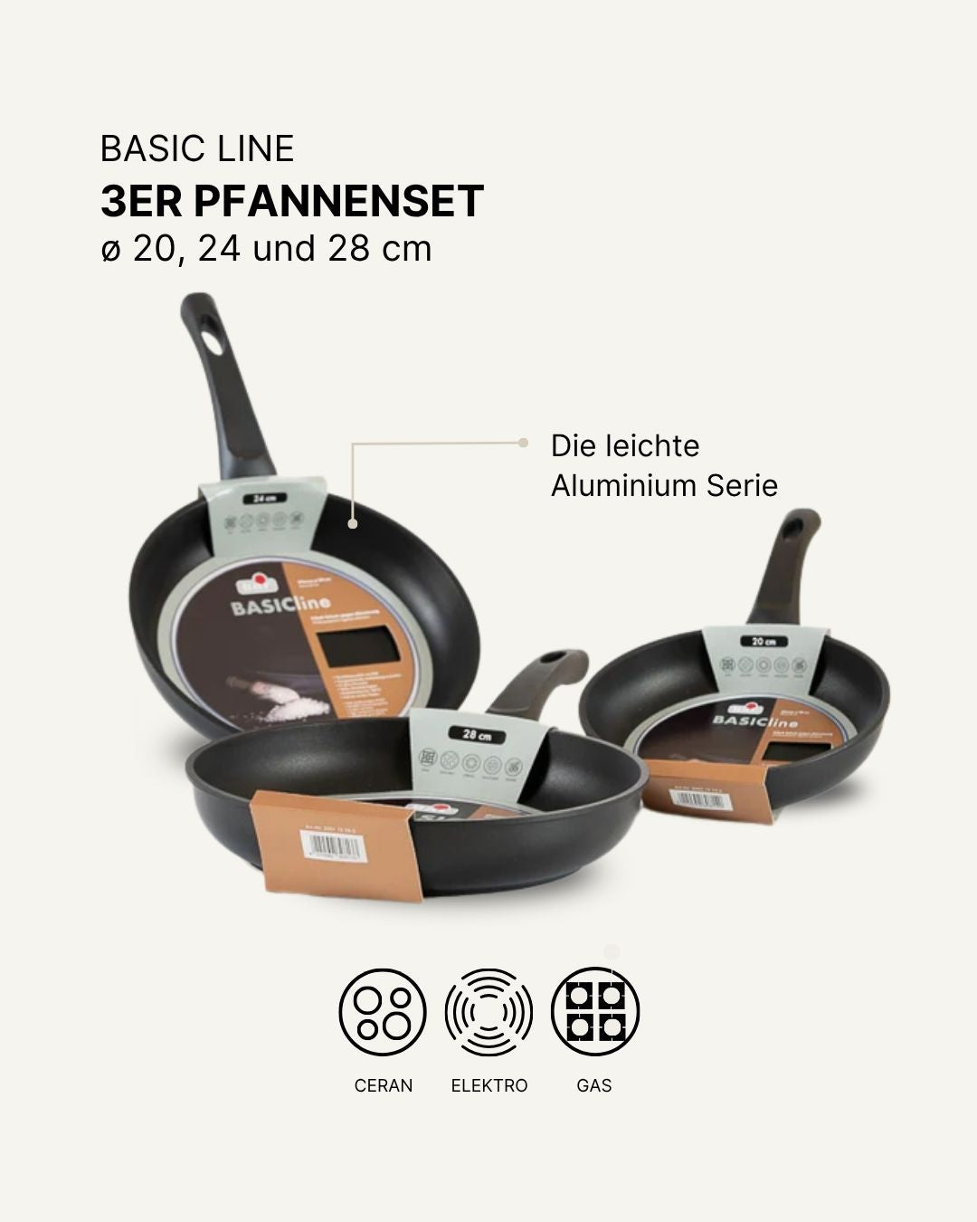 3er Set BASICline Bratpfanne
